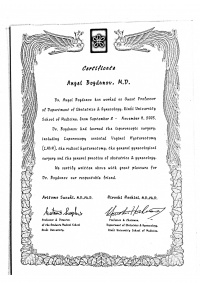 Сертификат за ендоскопска хирургия към Kinki Hospital (Япония)(изображение)